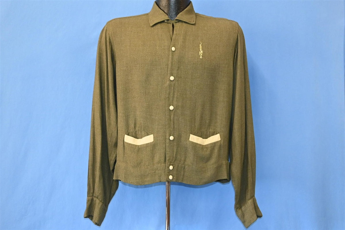 40s Enro Gabardine Green Gray Shirt Jacket Medium product image 3