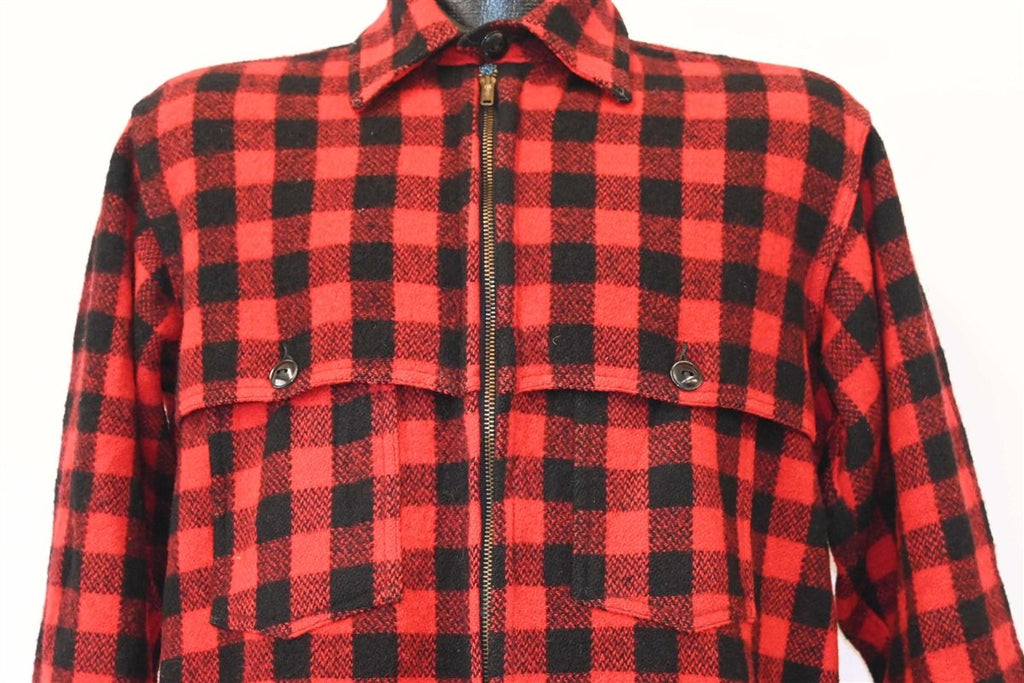 70s Johnson Woolen Mills Red Wool Zipper Shirt Jacket Large product image 1