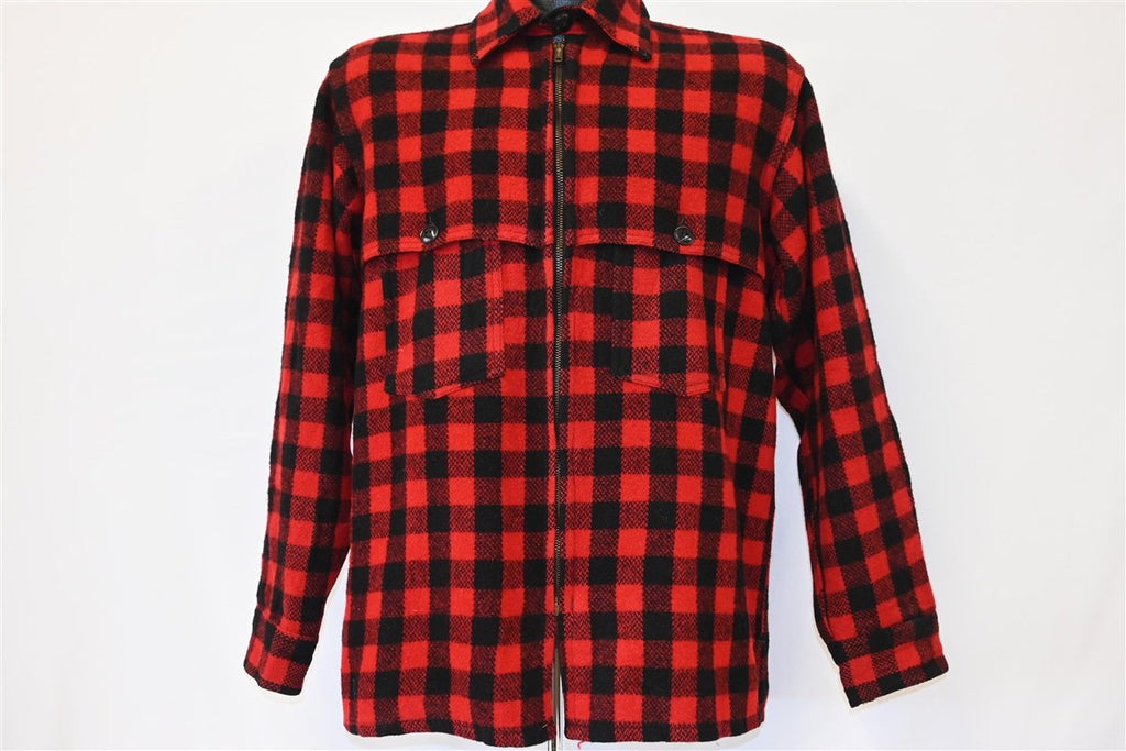 70s Johnson Woolen Mills Red Wool Zipper Shirt Jacket Large product image 2