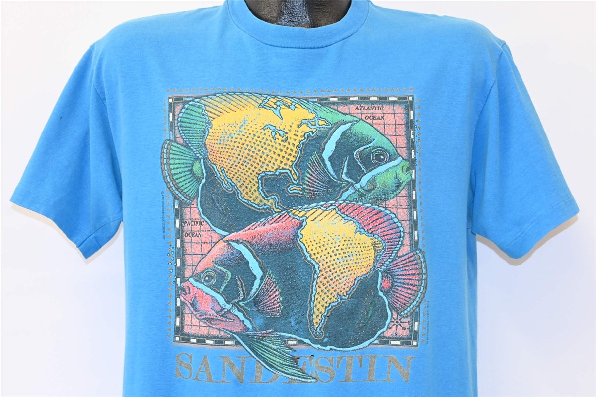 90s Sandestin Florida Fish World Map Vacation t-shirt Large product image 1