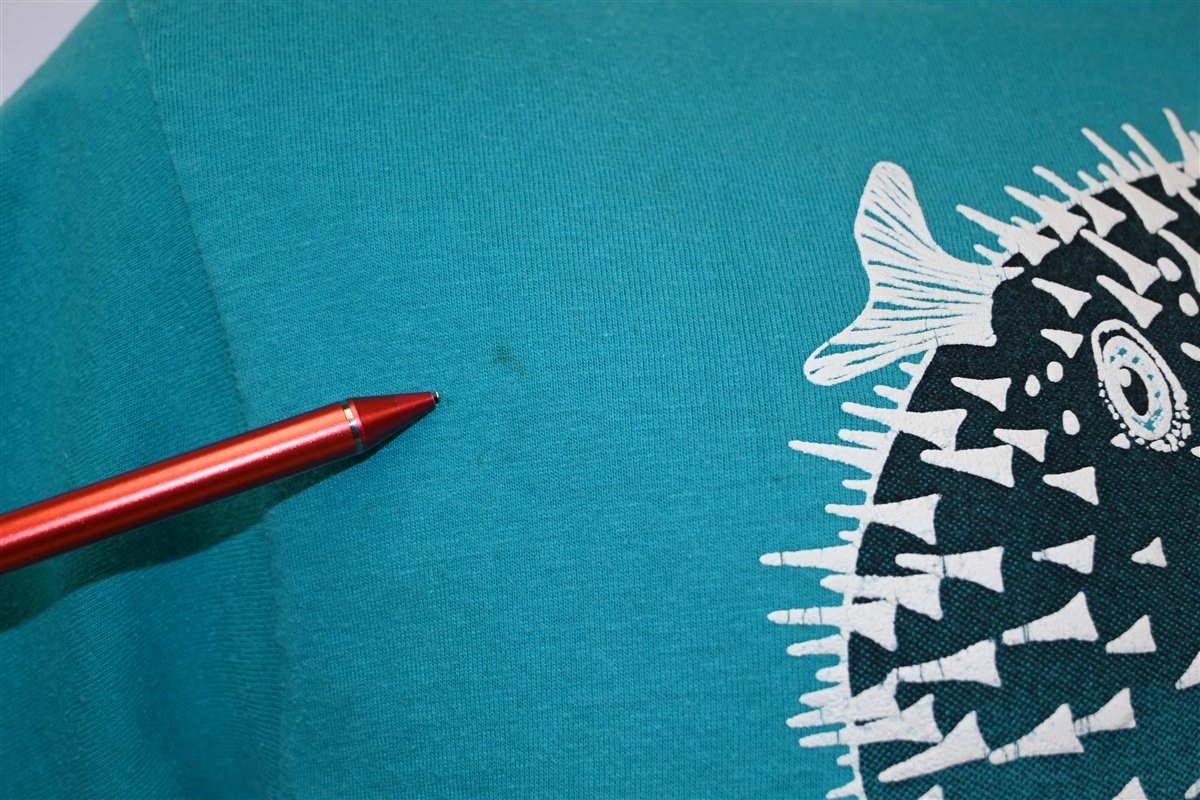 80s Spiny Puffer Porcupinefish Puffy Paint Teal t-shirt product image 4