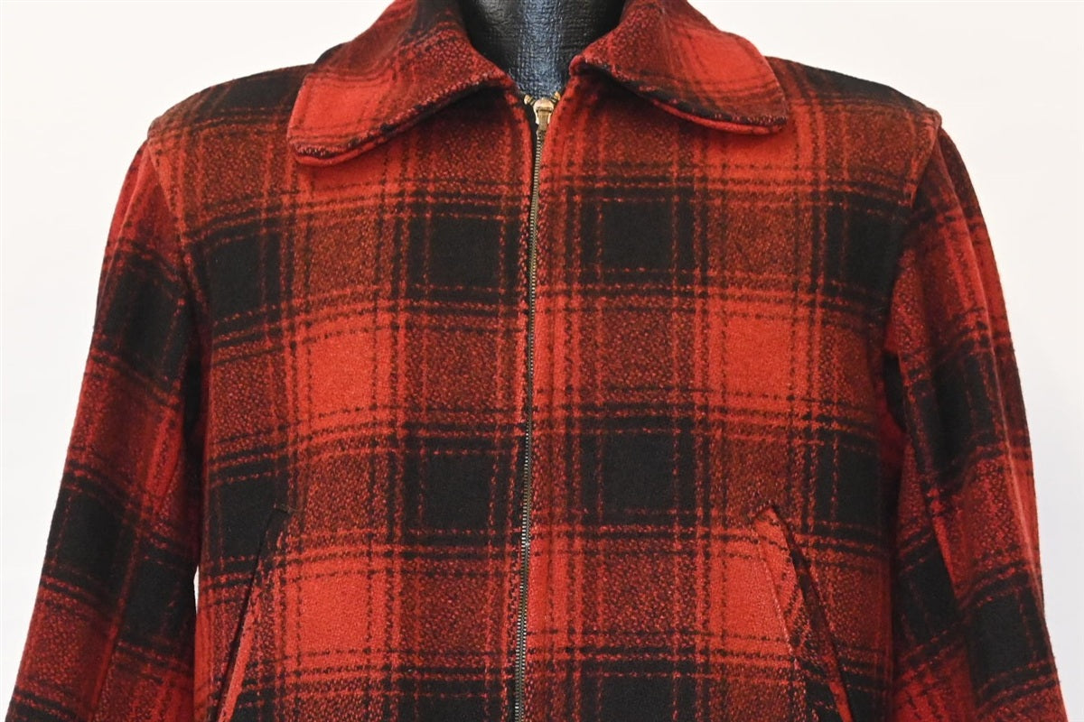 40s Penney's Red Buffalo Check Wool Hunting Jacket Medium product image 1