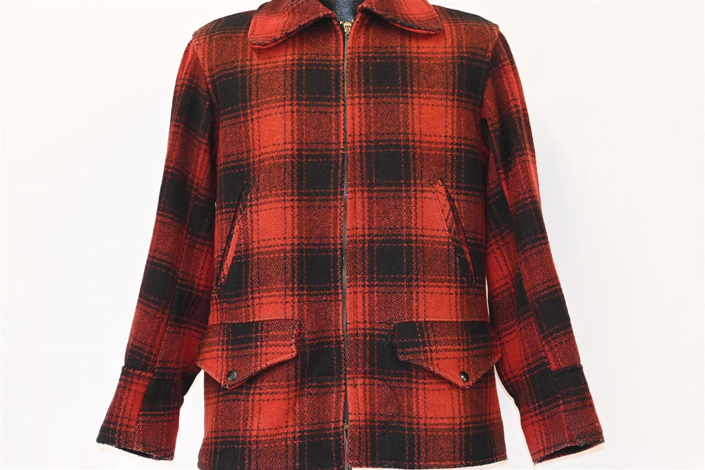 40s Penney's Red Buffalo Check Wool Hunting Jacket Medium product image 2