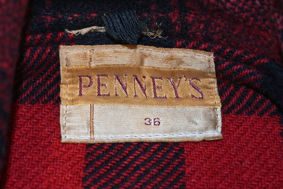 40s Penney's Red Buffalo Check Wool Hunting Jacket Medium product image 5