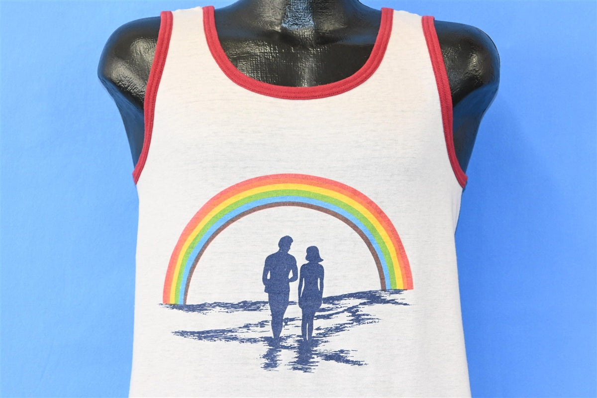 80s Rainbow Couple on a Beach Ringer Tank Top t-shirt Small product image 1