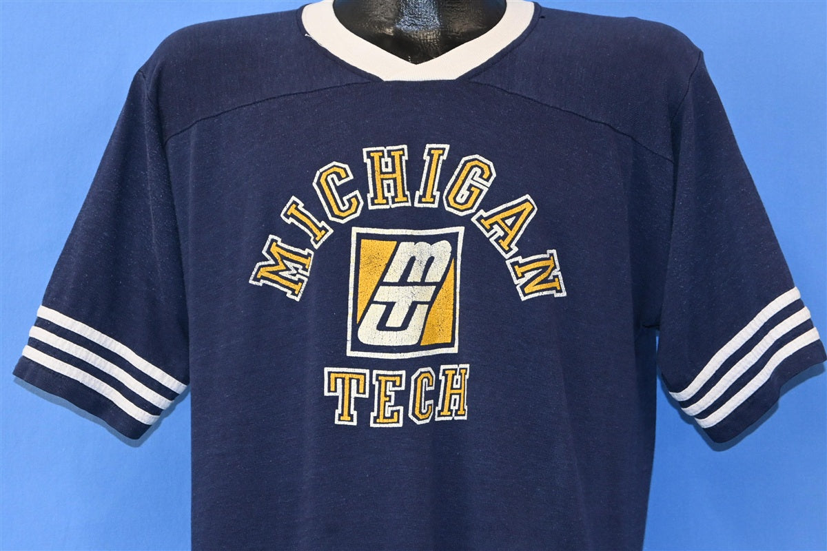 80s Michigan Tech University V-Neck College t-shirt Extra product image 1