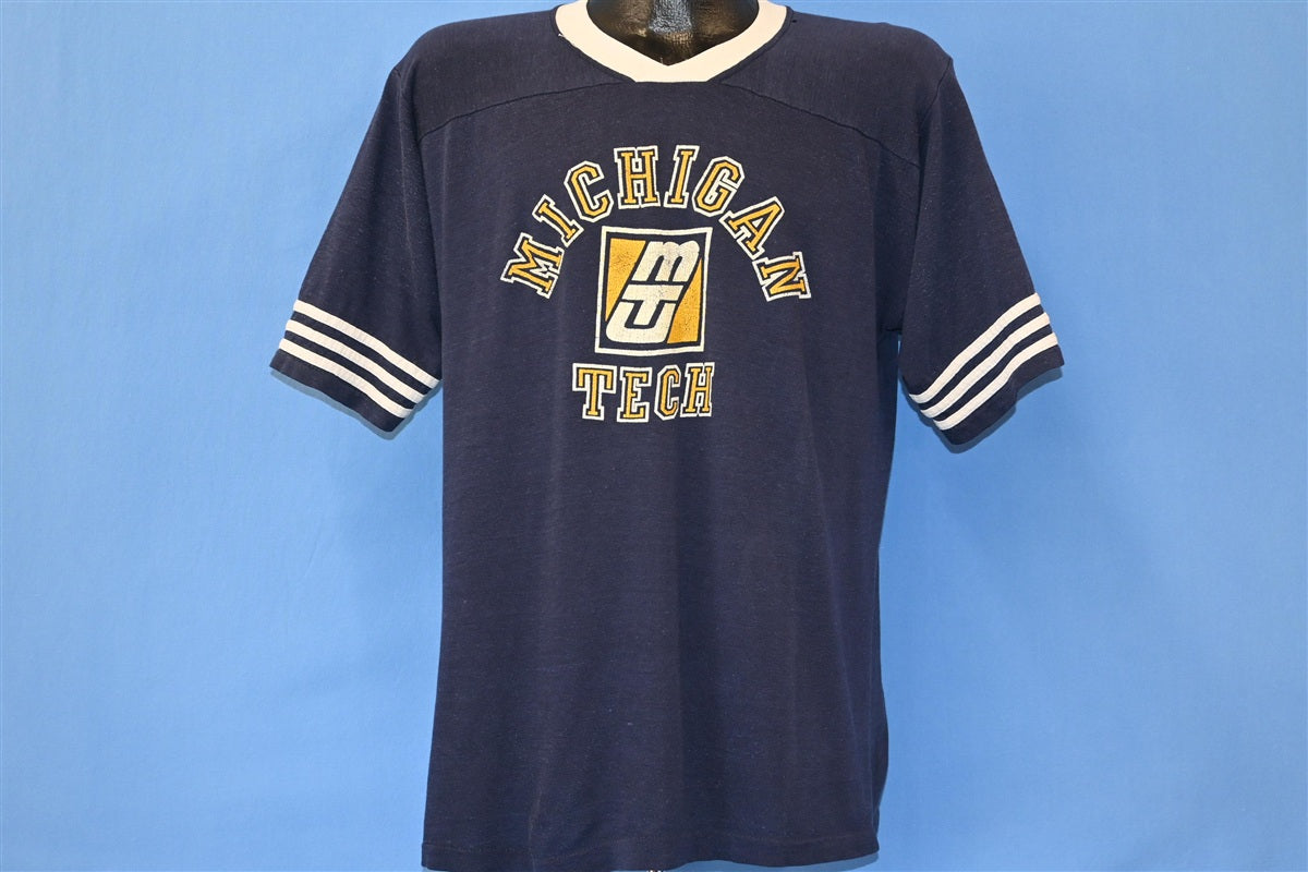 80s Michigan Tech University V-Neck College t-shirt Extra product image 2