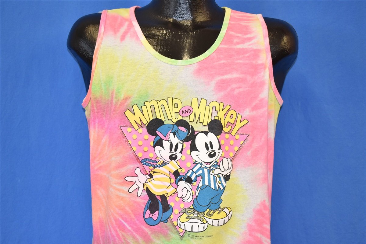 80s Mickey & Minnie Mouse Tie Dye Glitter Tank Top t-shirt product image 1